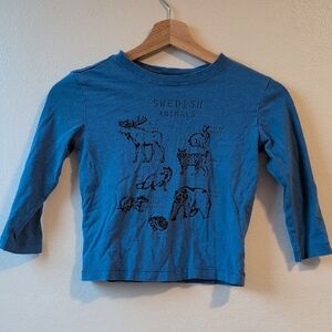 Hanna Andersson Blue Long Sleeve Tee with Animal Graphics